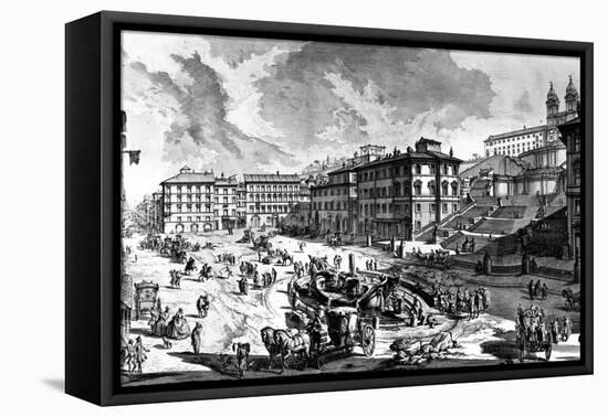 View of the Piazza Di Spagna, from the 'Views of Rome' Series, C.1760-Giovanni Battista Piranesi-Framed Stretched Canvas