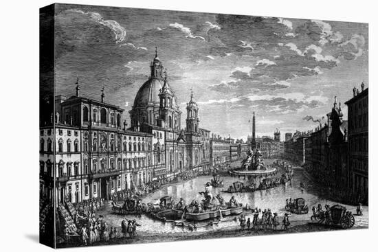 View of the Piazza Navona During the Ferragosto Holiday, 1752-Giuseppe Vasi-Stretched Canvas