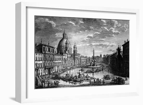 View of the Piazza Navona During the Ferragosto Holiday, 1752-Giuseppe Vasi-Framed Giclee Print