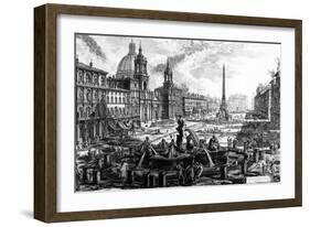 View of the Piazza Navona, from the 'Views of Rome' Series, C.1760-Giovanni Battista Piranesi-Framed Giclee Print