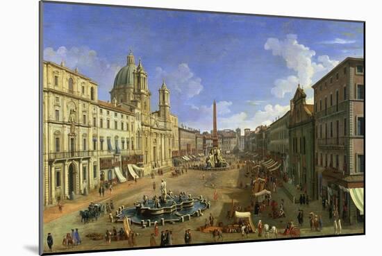 View of the Piazza Navona, Rome-Canaletto-Mounted Giclee Print