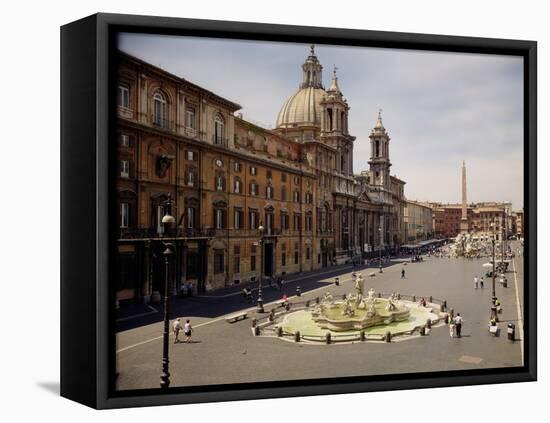 View of the Piazza with the Fountain of the Four Rivers, 1648-51 and the Moro Fountain, 1653-5-Giovanni Lorenzo Bernini-Framed Stretched Canvas