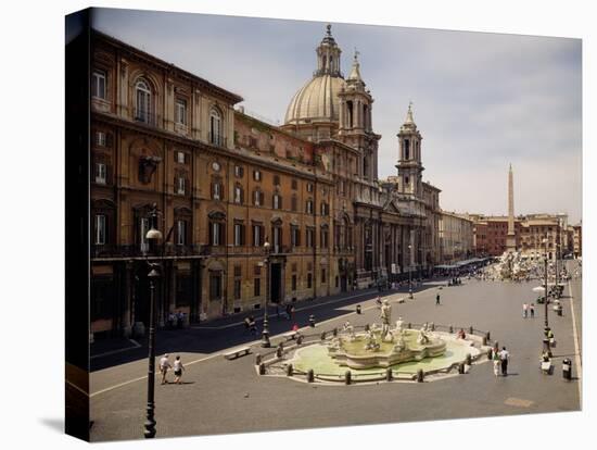 View of the Piazza with the Fountain of the Four Rivers, 1648-51 and the Moro Fountain, 1653-5-Giovanni Lorenzo Bernini-Stretched Canvas