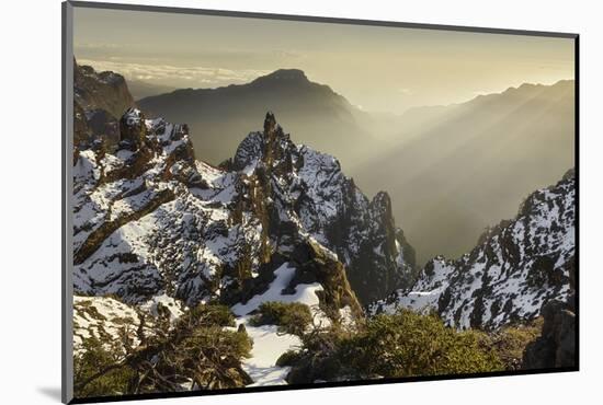 View of the Pico De La Cruz, Caldera De Taburiente, Island La Palma, Canary Islands, Spain-Rainer Mirau-Mounted Photographic Print