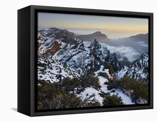 View of the Pico De La Cruz, Caldera De Taburiente, Island La Palma, Canary Islands, Spain-Rainer Mirau-Framed Stretched Canvas