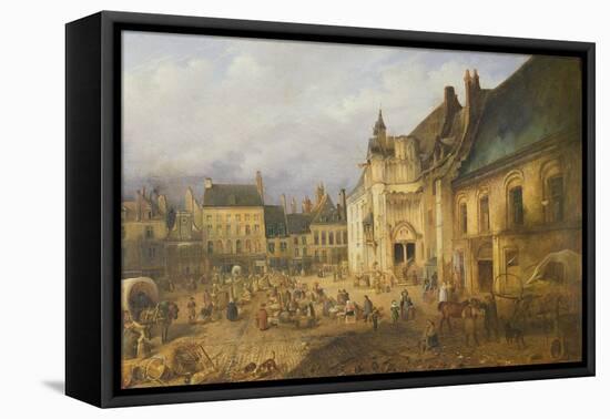 View of the Place De L'Hotel De Ville, Saint-Omer, 1832-Charles Goureau-Framed Stretched Canvas