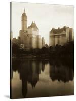 View of the Plaza Hotel, the Savoy Hotel and the Sherry-Netherland Hotel Reflected in the Water-null-Stretched Canvas