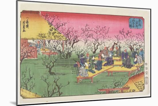 View of the Plum Garden at Umeyashiki, June 1853-Utagawa Yoshikazu-Mounted Giclee Print