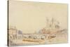 View of the Pont De La Tournelle and Notre-Dame De Paris-Albert-Charles Lebourg-Stretched Canvas