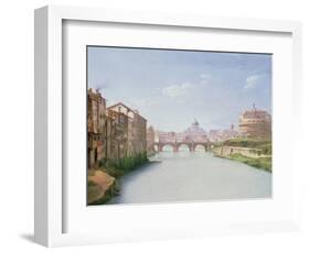 View of the Ponte and Castel Sant'Angelo in Rome-Christoffer-wilhelm Eckersberg-Framed Giclee Print