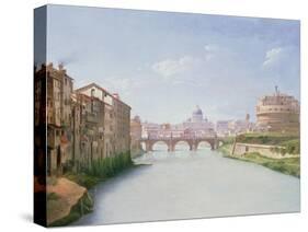 View of the Ponte and Castel Sant'Angelo in Rome-Christoffer-wilhelm Eckersberg-Stretched Canvas