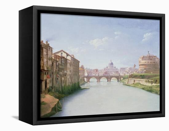 View of the Ponte and Castel Sant'Angelo in Rome-Christoffer-wilhelm Eckersberg-Framed Stretched Canvas