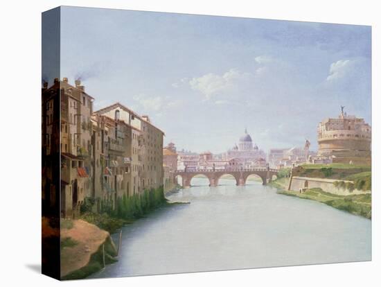 View of the Ponte and Castel Sant'Angelo in Rome-Christoffer-wilhelm Eckersberg-Stretched Canvas