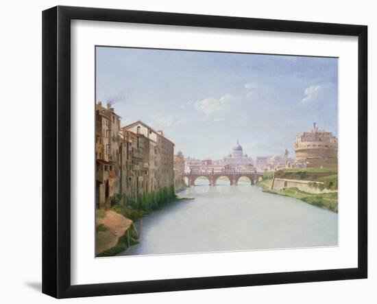 View of the Ponte and Castel Sant'Angelo in Rome-Christoffer-wilhelm Eckersberg-Framed Giclee Print