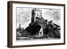 View of the Ponte Salario, from the 'Views of Rome' Series, C.1760-Giovanni Battista Piranesi-Framed Giclee Print