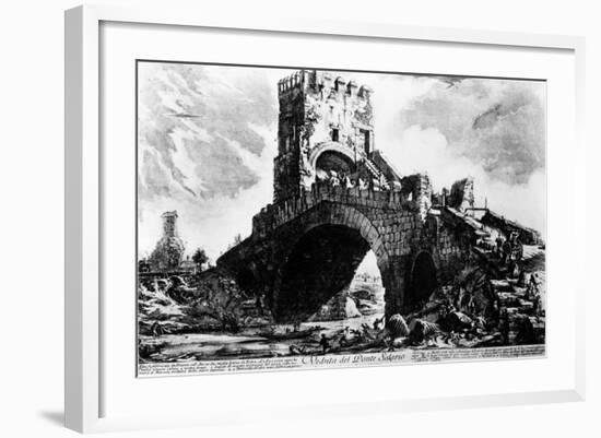 View of the Ponte Salario, from the 'Views of Rome' Series, C.1760-Giovanni Battista Piranesi-Framed Giclee Print