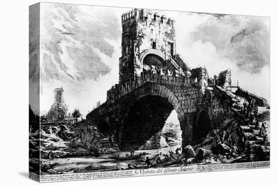 View of the Ponte Salario, from the 'Views of Rome' Series, C.1760-Giovanni Battista Piranesi-Stretched Canvas