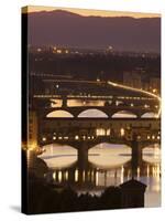 View of the Ponte Vecchio and River Arno in Evening Light from the Piazzale Michelangelo, Florence,-Peter Barritt-Stretched Canvas