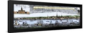 View of the Port and City of Philadelphia in 1750 in the United States (Philadelphia from the Harbo-null-Framed Giclee Print