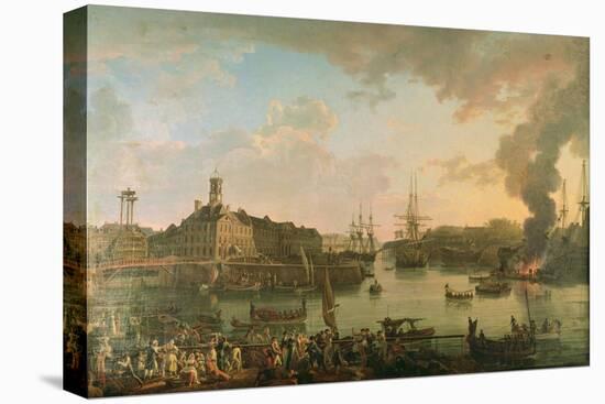 View of the Port of Brest from the Covered Docks in 1795, 1795-Jean-Francois Hue-Stretched Canvas