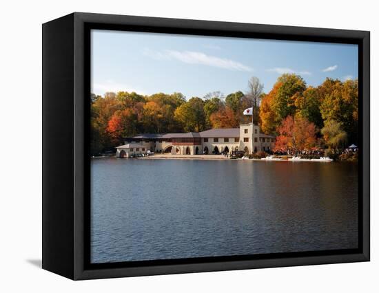 View of the Princeton Crew Boathouse, NJ-George Oze-Framed Stretched Canvas