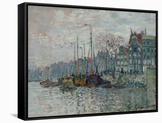 View of the Prins Hendrikkade and the Kromme Waal in Amsterdam, 1874-Claude Monet-Framed Stretched Canvas