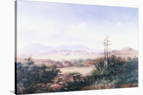 View of the Pueblo with Volcanoes-Emilio Boggio-Stretched Canvas