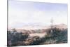 View of the Pueblo with Volcanoes-Emilio Boggio-Stretched Canvas