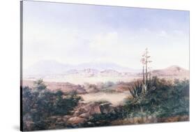 View of the Pueblo with Volcanoes-Emilio Boggio-Stretched Canvas