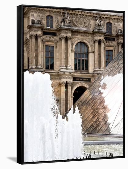 View of the Pyramid and the Louvre Museum Building, Paris, France-Philippe Hugonnard-Framed Stretched Canvas