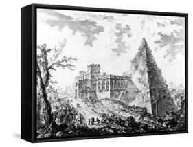 View of the Pyramid of Caius Cestius, from the 'Views of Rome' Series, C.1760-Giovanni Battista Piranesi-Framed Stretched Canvas