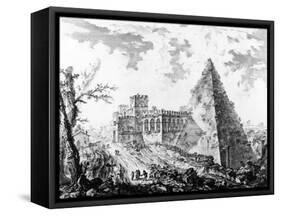 View of the Pyramid of Caius Cestius, from the 'Views of Rome' Series, C.1760-Giovanni Battista Piranesi-Framed Stretched Canvas