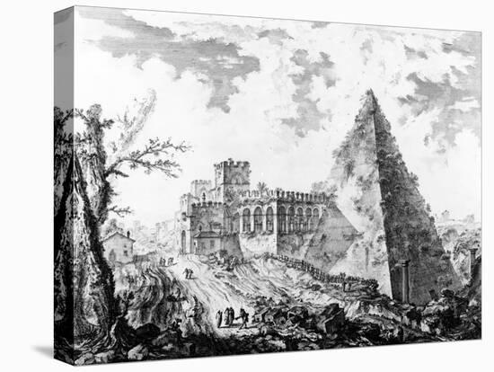 View of the Pyramid of Caius Cestius, from the 'Views of Rome' Series, C.1760-Giovanni Battista Piranesi-Stretched Canvas