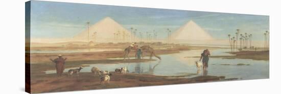 View of the Pyramids-Frederick Goodall-Stretched Canvas