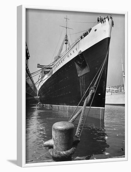 View of the Queen Mary Docked in New York City After It's Arrival-Carl Mydans-Framed Photographic Print