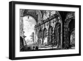 View of the Remains of the Temple of Claudius Near the Church of Santi Giovanni E Paolo, from the…-Giovanni Battista Piranesi-Framed Giclee Print