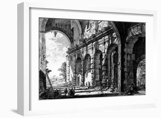 View of the Remains of the Temple of Claudius Near the Church of Santi Giovanni E Paolo, from the…-Giovanni Battista Piranesi-Framed Giclee Print