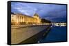 View of the Rhone and Hotel Dieu from Pont De La Guillotiere-Massimo Borchi-Framed Stretched Canvas