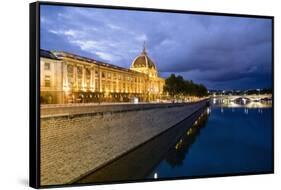 View of the Rhone and Hotel Dieu from Pont De La Guillotiere-Massimo Borchi-Framed Stretched Canvas