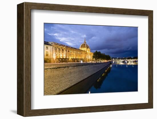 View of the Rhone and Hotel Dieu from Pont De La Guillotiere-Massimo Borchi-Framed Photographic Print