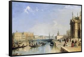 View of the Riva Degli Schiavoni and Bacino di San Marco from Steps of St. Maria della Salute-Edward Pritchett-Framed Stretched Canvas