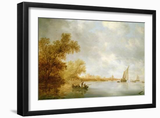 View of the River Lek with Boats and Liesvelt Castle, 1641-Salomon van Ruisdael or Ruysdael-Framed Giclee Print