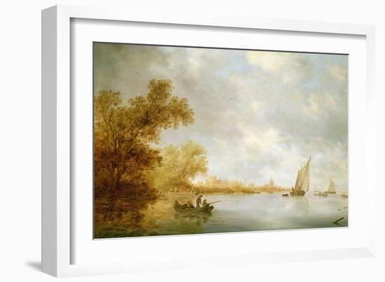 View of the River Lek with Boats and Liesvelt Castle, 1641-Salomon van Ruisdael or Ruysdael-Framed Giclee Print