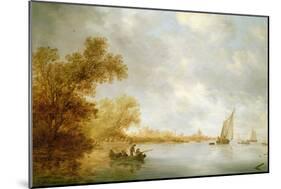 View of the River Lek with Boats and Liesvelt Castle, 1641-Salomon van Ruisdael or Ruysdael-Mounted Giclee Print