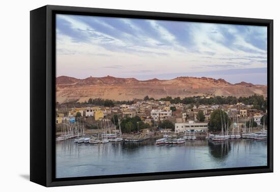 View of The River Nile and Nubian village on Elephantine Island, Aswan, Upper Egypt, Egypt, North A-Jane Sweeney-Framed Stretched Canvas