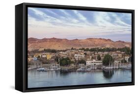 View of The River Nile and Nubian village on Elephantine Island, Aswan, Upper Egypt, Egypt, North A-Jane Sweeney-Framed Stretched Canvas