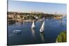 View of The River Nile and Nubian village on Elephantine Island, Aswan, Upper Egypt, Egypt, North A-Jane Sweeney-Stretched Canvas