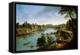 View of the River Tiber in Rome-Gaspar van Wittel-Framed Stretched Canvas