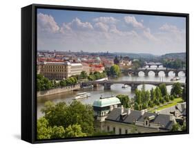 View of the River Vltava and Bridges, Prague, Czech Republic, Europe-Gavin Hellier-Framed Stretched Canvas
