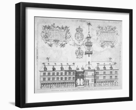 View of the Royal Exchange with Coats of Arms Above, City of London, 1569-null-Framed Giclee Print